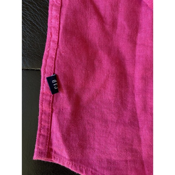 GAP Linen Blend Button Up Shirt Womens XS Hot Pink Long Sleeve Tunic‎ Top Beachy - Picture 9 of 16